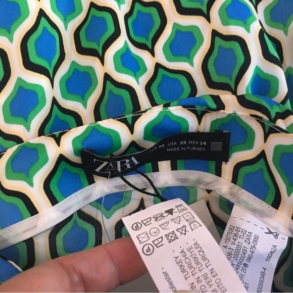 Zara sarong midi skirt geomatric retro green - Picture 8 of 9